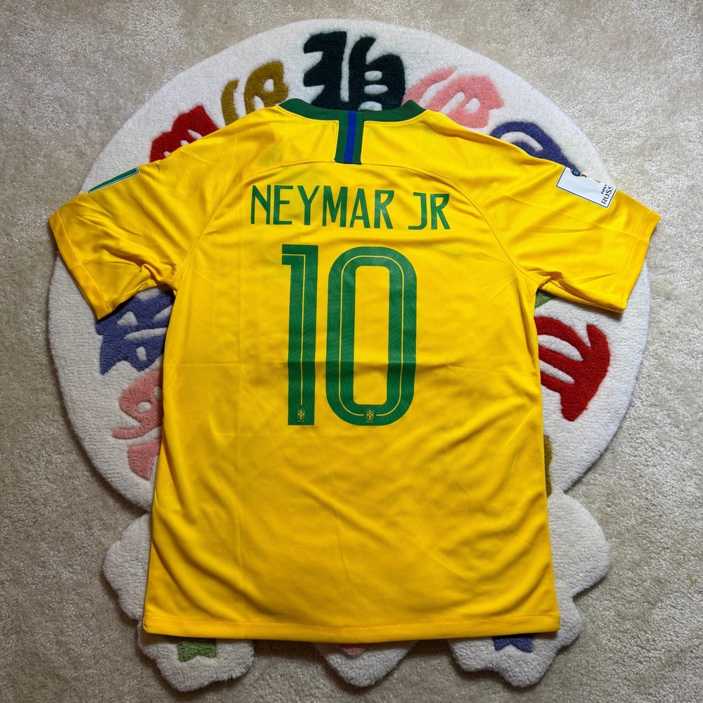 Nike Brazil 2018 World Cup Neymar Jr 10 Jersey Yellow NWT Mens Size Medium - Picture 2 of 14